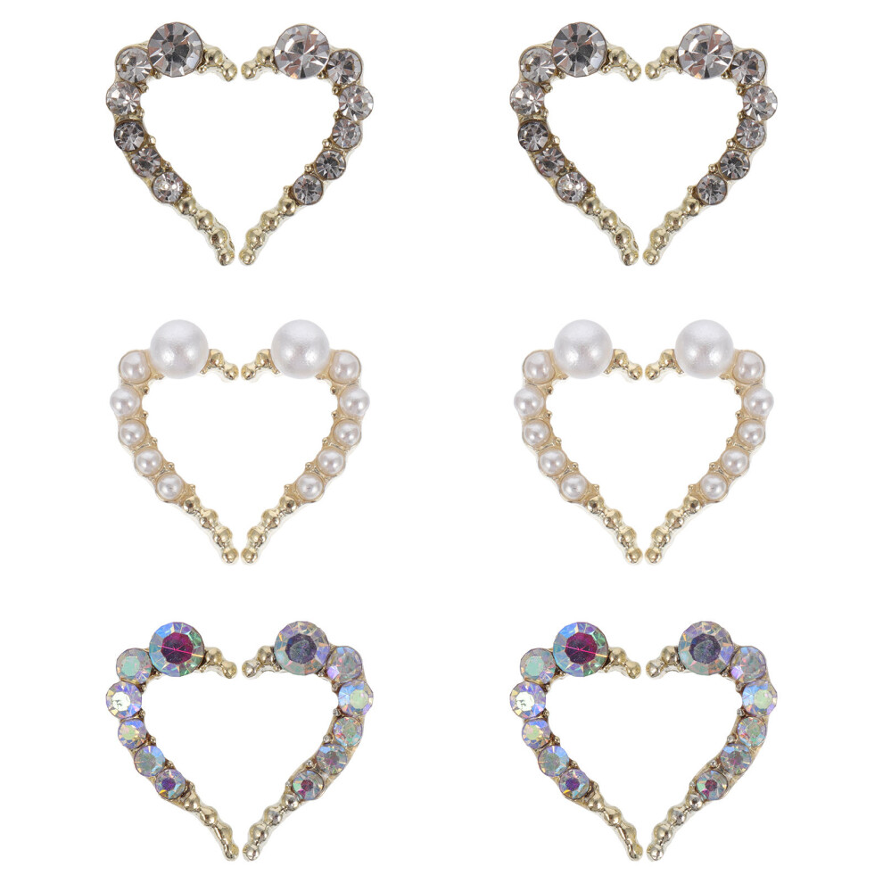 Aboofan 12Pcs Heart Nail Rhinestones Studs Diamond Manicure Accessory