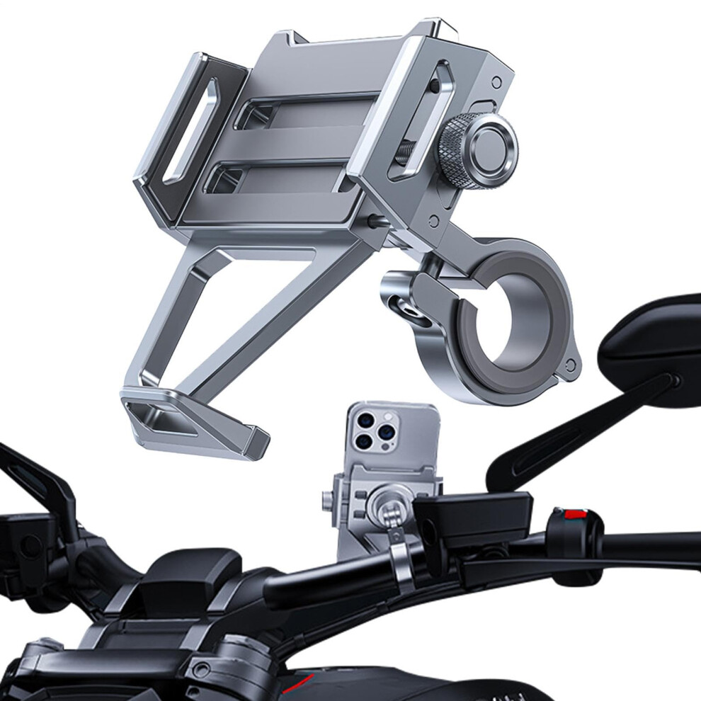Bicycle Phone Clamp Holder Adjustable 360 Degree Rotation Anti-Shake Handlebar Mount Mountain Bike Motorcycle Titanium 9393856539109