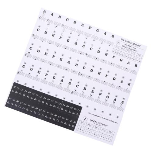 Sticker Piano Durable Transparent Pour Clavier Et Orgue Noir