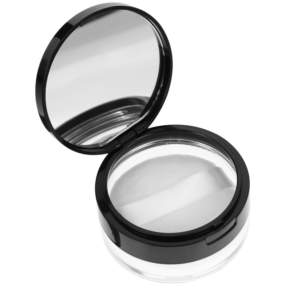 Totority Black Portable Powder Case With Mirror & Puff,