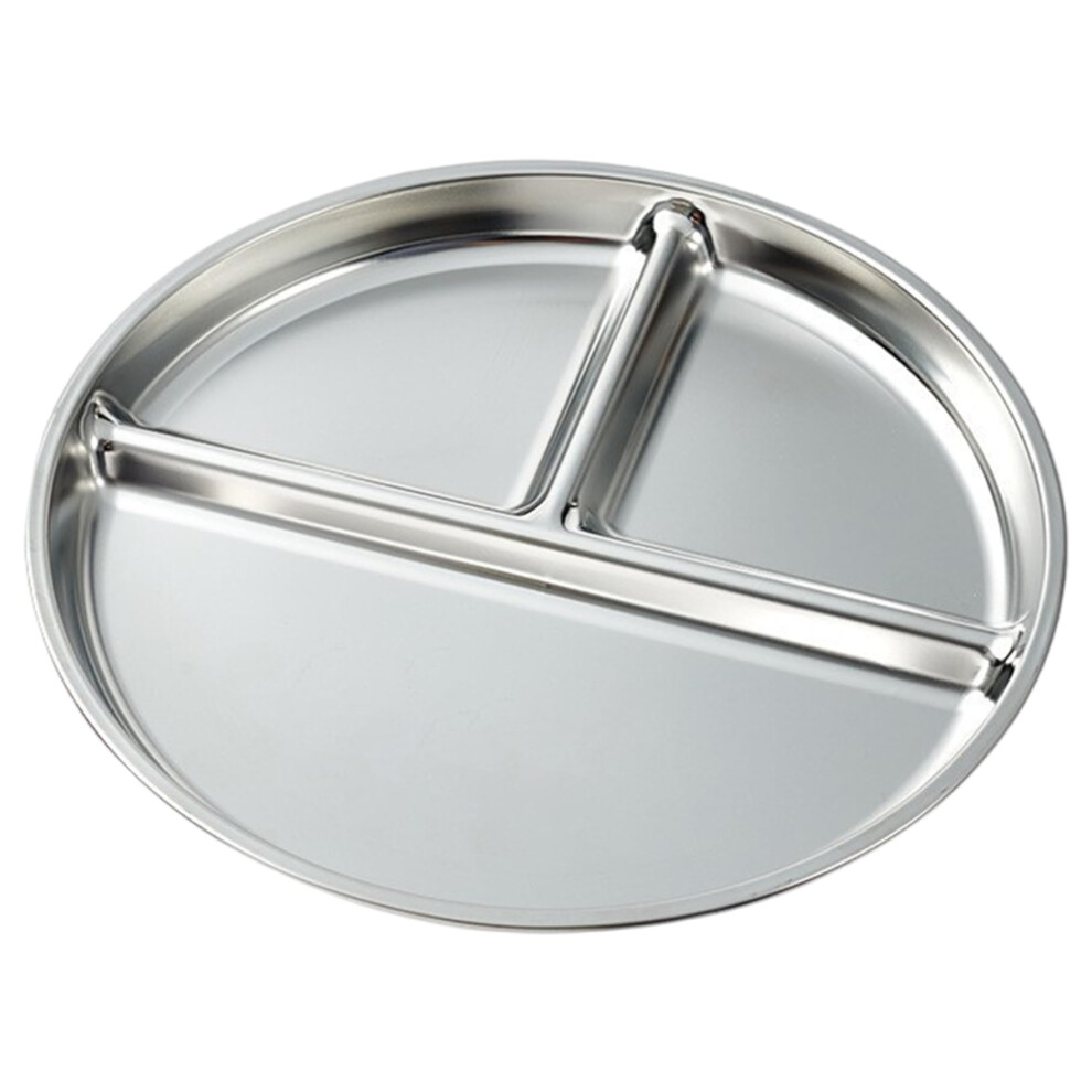 Stainless Steel Kids Plates 3-Compartment Plate With Suction Non-Toxic Stackable Camping Toddler Plate