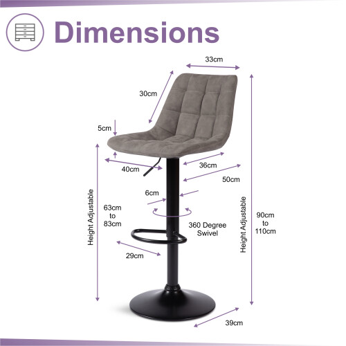 2 Nova Bar Stools Smoke Grey Faux Leather 2