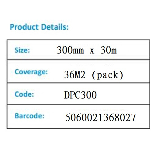 Bond It 30m Damp Proof Course Polythene DPC Roll Wall Brick Block Work Membrane 300mm 1