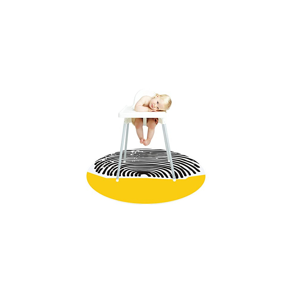 Baby Splat Floor Mat Under High Chair 130X130cm Waterproof Anti-Slip Zebra Yellow