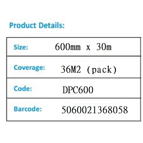 Bond It 30m Damp Proof Course Polythene DPC Roll Wall Brick Block Work Membrane 600mm 1