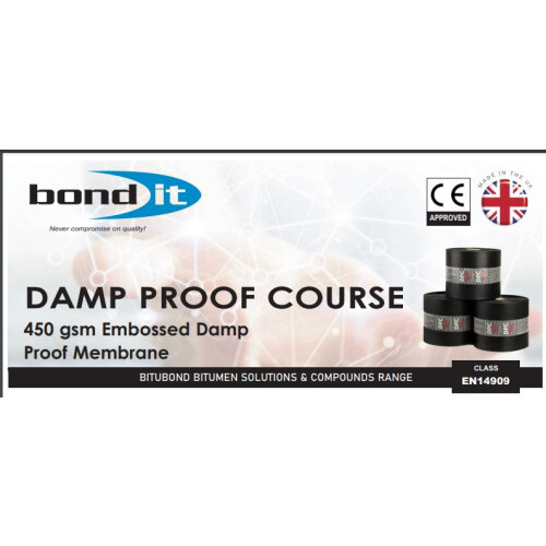 Bond It 30m Damp Proof Course Polythene DPC Roll Wall Brick Block Work Membrane 600mm 2