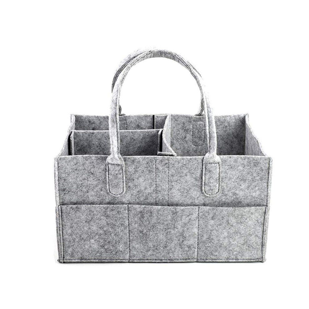 Baby Diaper Organizer Portable Infant Nursery Storage Bin Felt Diaper Caddy Grey For Changing Table And Car