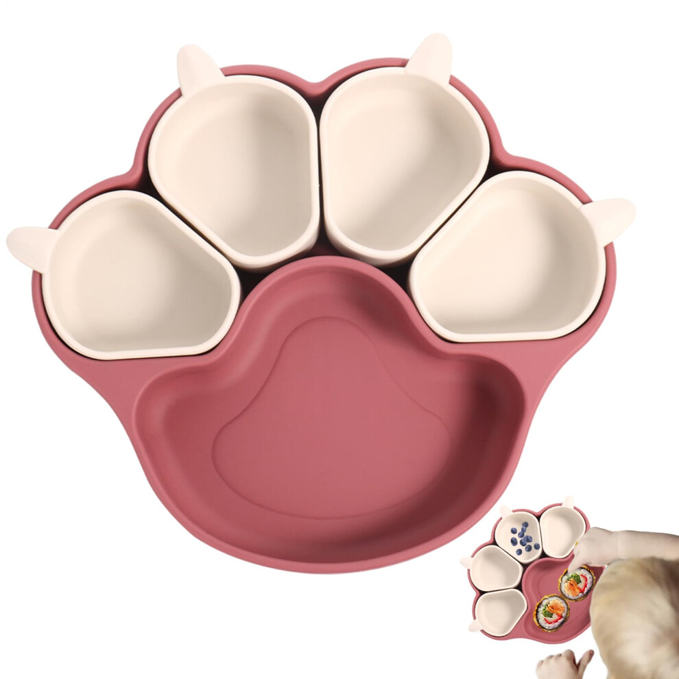 Silicone Baby Feeding Mat Cat Claw Shaped Toddler Plates With Suction Cup Red