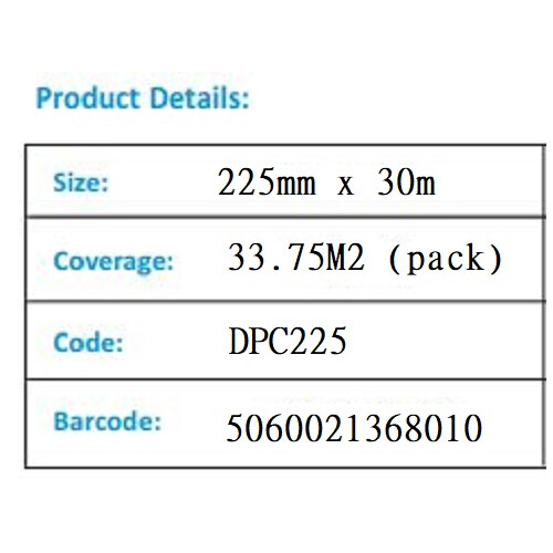 Bond It 30m Damp Proof Course Polythene DPC Roll Wall Brick Block Work Membrane 225mm 1
