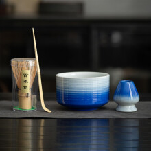Matcha Kit 4-Piece Set With Matcha Bowl, Pouring Spout And Whisk, Traditional Japanese Tea Ceremony Tools, Gradient Blue