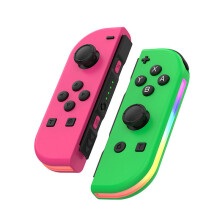 1 paar Draadloze Joy-Con Controllers voor Nintendo Switch - BT 5.2 RGB LED - Dubbele vibratie - Turbo-functie - Roze Groen