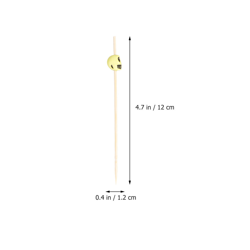 100 Sztuk WykałAczki Koktajlowe Bambusowe WzóR Czaszki-image