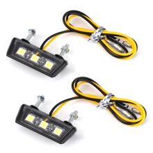 2Pcs Universal LED Motorcycle Number Plate Light 12V White Waterproof 3 LEDs For All Motorcycle And Quad Models