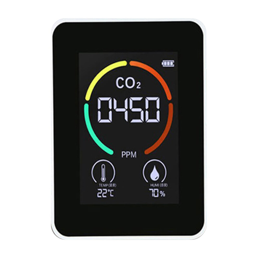 Co2 Detector Carbon Dioxide Tester With 10 Ppm Accuracy Color Display Indoor Temperature Humidity White 9393856542543