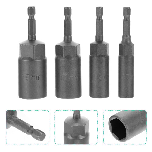 4 Stuks Multi-Maat Power Nut Driver Bit Staal Zeskant 2