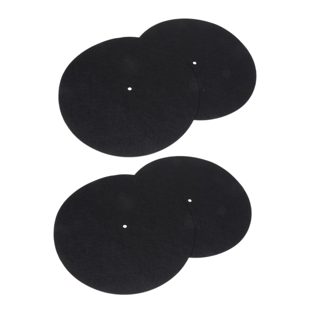Vinyl Record Felt Mats 4-Piece Thick Disc Protective Pads For Turntable Slipmats Static Dampening Vibration Reduction 9354506471309