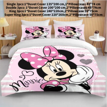 (Light Pink, Single(135x200cm)) Bedding Minnie Mouse Sets Soft Cover Bed Duvet Pillow Decoration Case Bedroom