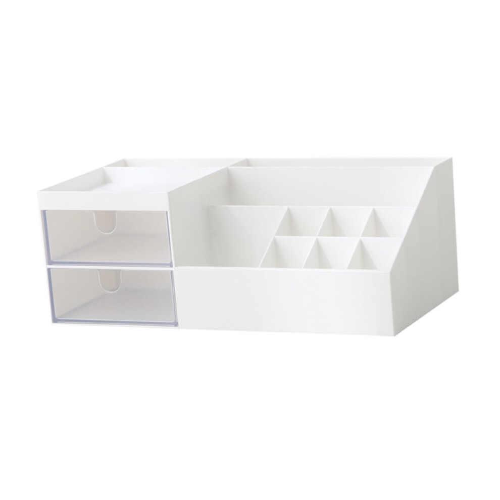Multipurpose Desktop Makeup Brush And Pen Holder Organizer Box With Compartments White Cosmetic Storage Case Travel