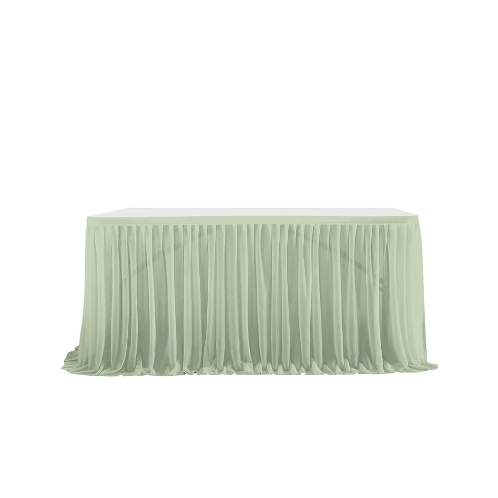 Party Table Skirt Elastic Pleated Tulle Gauze, Ruffle Edge, 6 Ft Square Table (183x183 Cm), 77 Cm Drop, Color 14