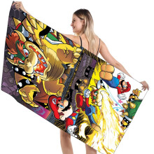 (Fire) 3d Mario Super Bros Bath Towel Large Size Quick Dry Absorbent Travel Bathrobe