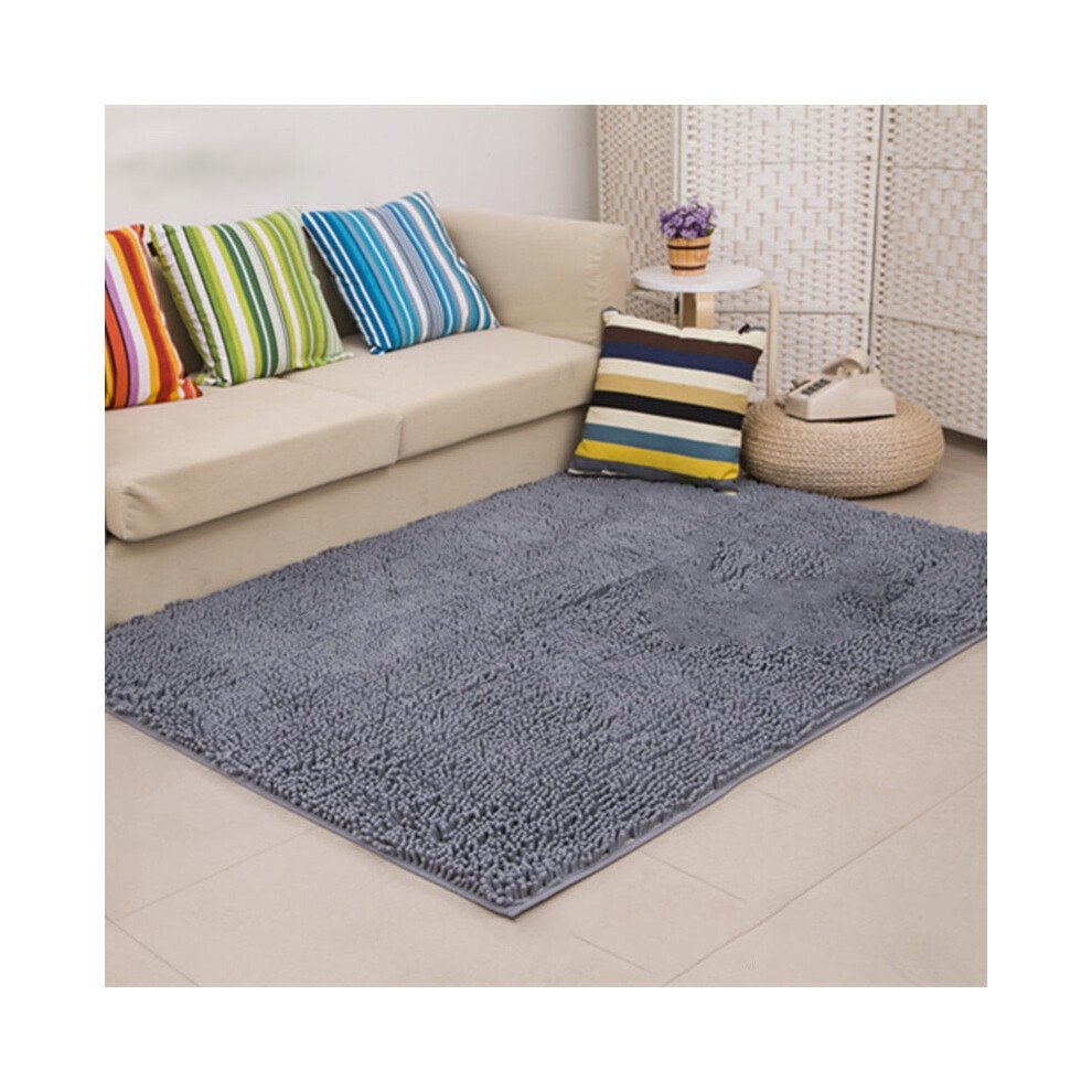 (, 60*90Cm/23.6*35.4In) Long Shaggy Microfiber Non Slip Absorbent Bath Mat Bathroom Carpet Rugs Shower Gray
