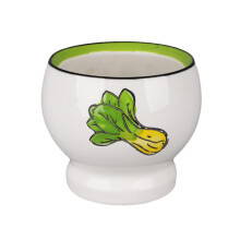 Bowl Procelain Mortar And Pestle Set, Ceramic Pill Crusher, Spice Grinder For Herbs, White Vegetable Pattern, Large