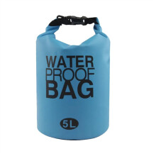 Dry Sack Waterproof Bag 5L PVC Cyan Blue for Kayaking Rafting Boating River Trekking Water Sports