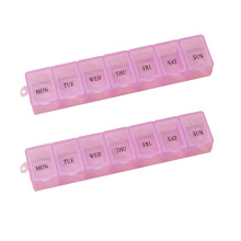 2-teilige wöchentliche Pillendose, 7 Fächer, , pink