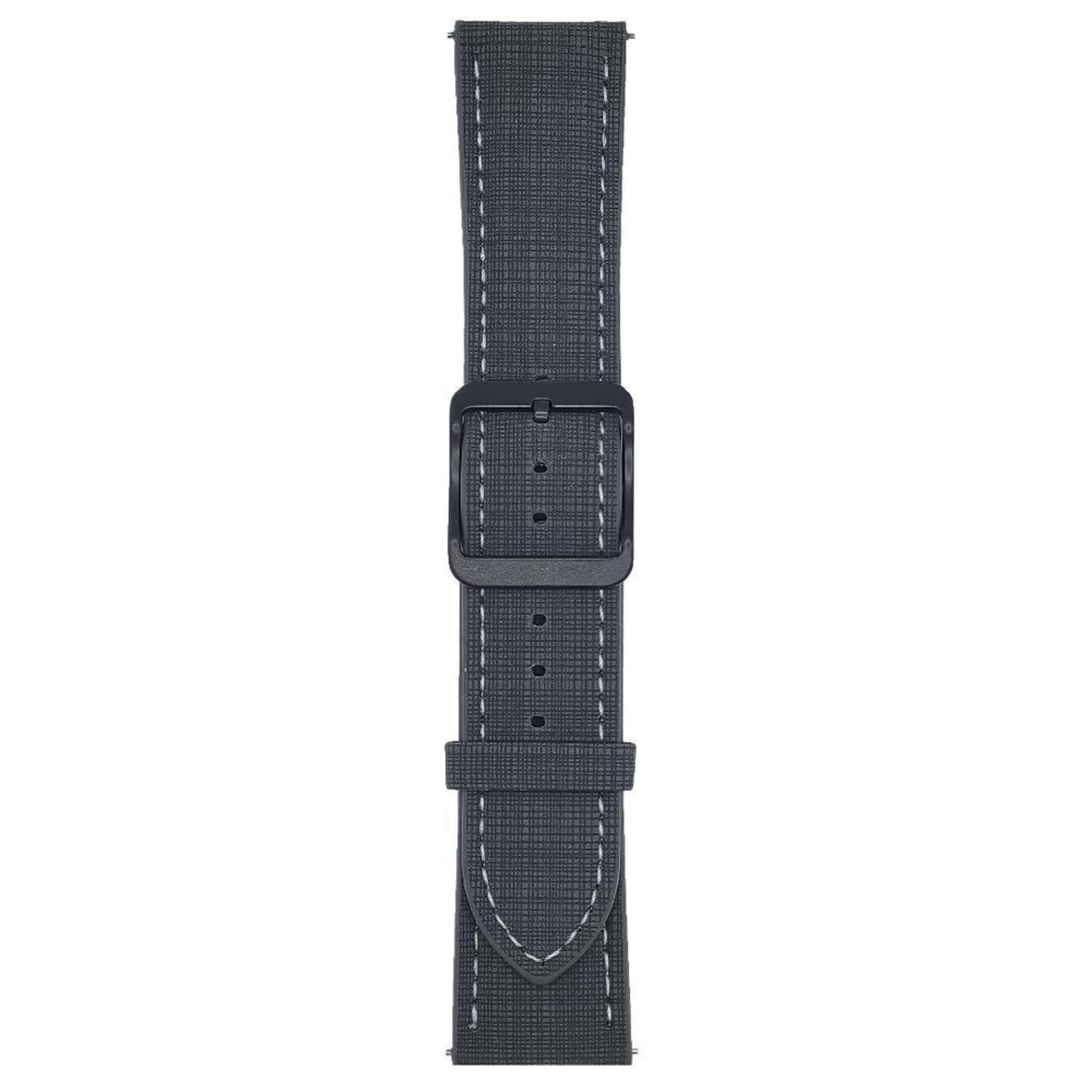 (Black) For Huawei Watch Gt 5 41Mm Watch Band 18Mm Braided Checkered Pattern Ring Buckle Leather Wrist Strap Black 6914288194716