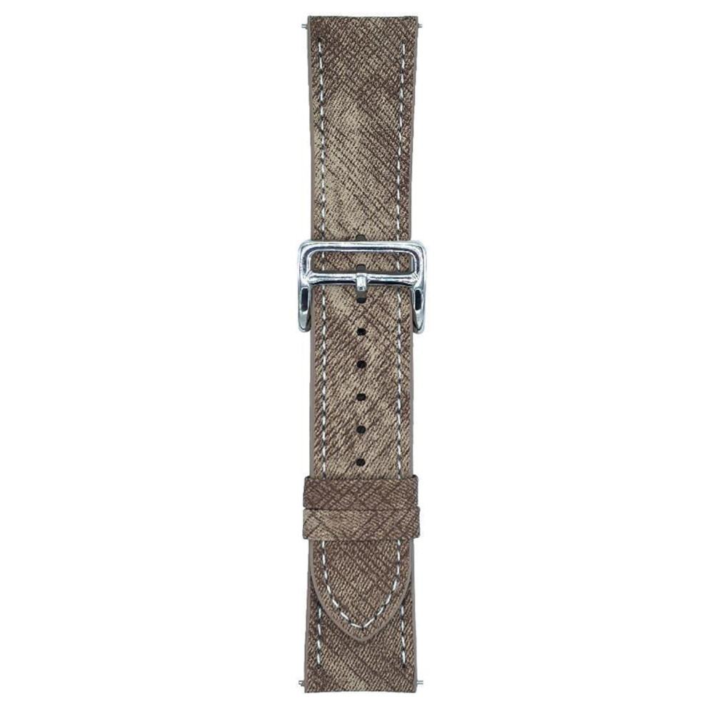 (Cream Coffee) For Samsung Galaxy Watch7 / Watch6 Bands Universal 20Mm Adjustable Leather Watchband Wrist Strap Cream,Brown 6914289258769