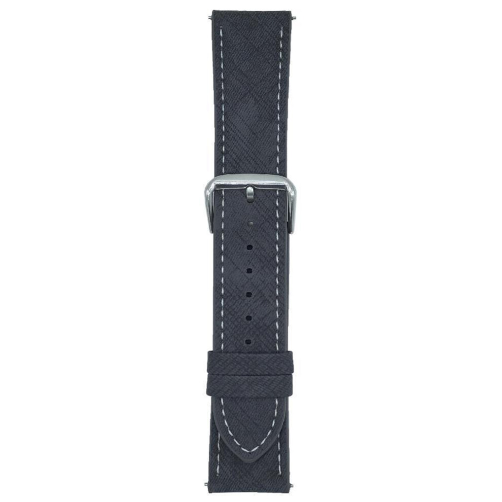 (Black) For Samsung Galaxy Watch7 / Watch6 Watch Bands Universal 20Mm Leather Wrist Strap With Steel Buckle Black 6914288090810
