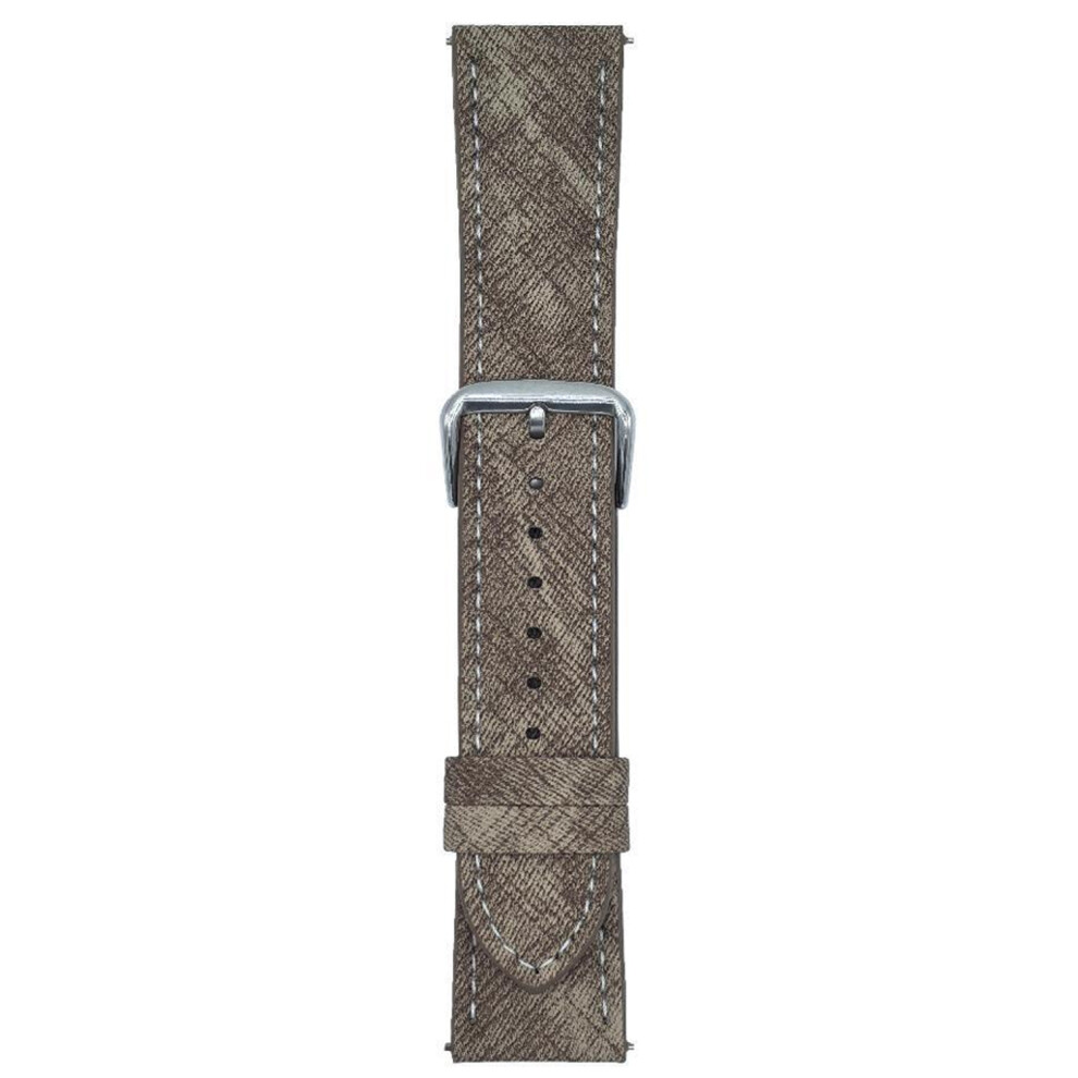 (Cream Coffee) For Samsung Galaxy Watch7 / Watch6 Watch Bands Universal 20Mm Leather Wrist Strap With Steel Buckle Cream,Brown 6914286728746
