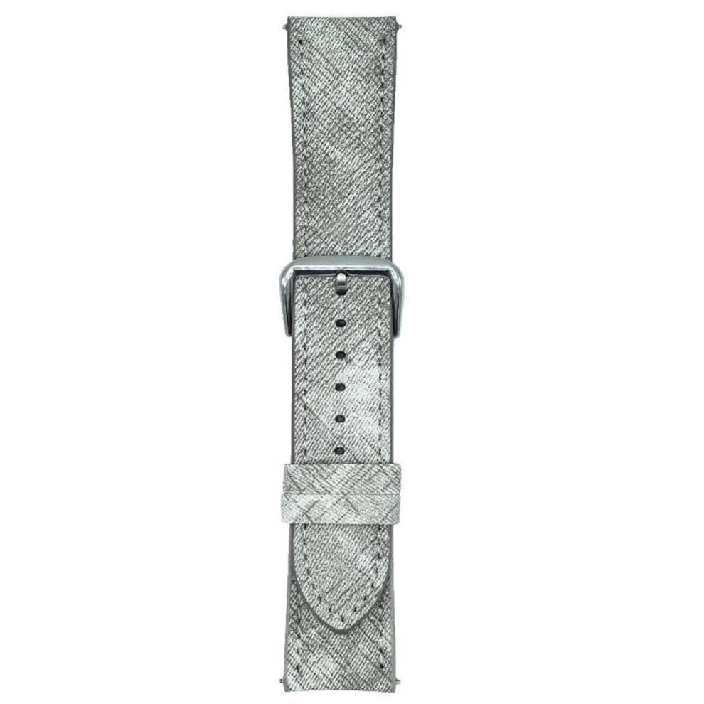 (White) For Samsung Galaxy Watch7 / Watch6 Watch Bands Universal 20Mm Leather Wrist Strap With Steel Buckle White 6914284502768