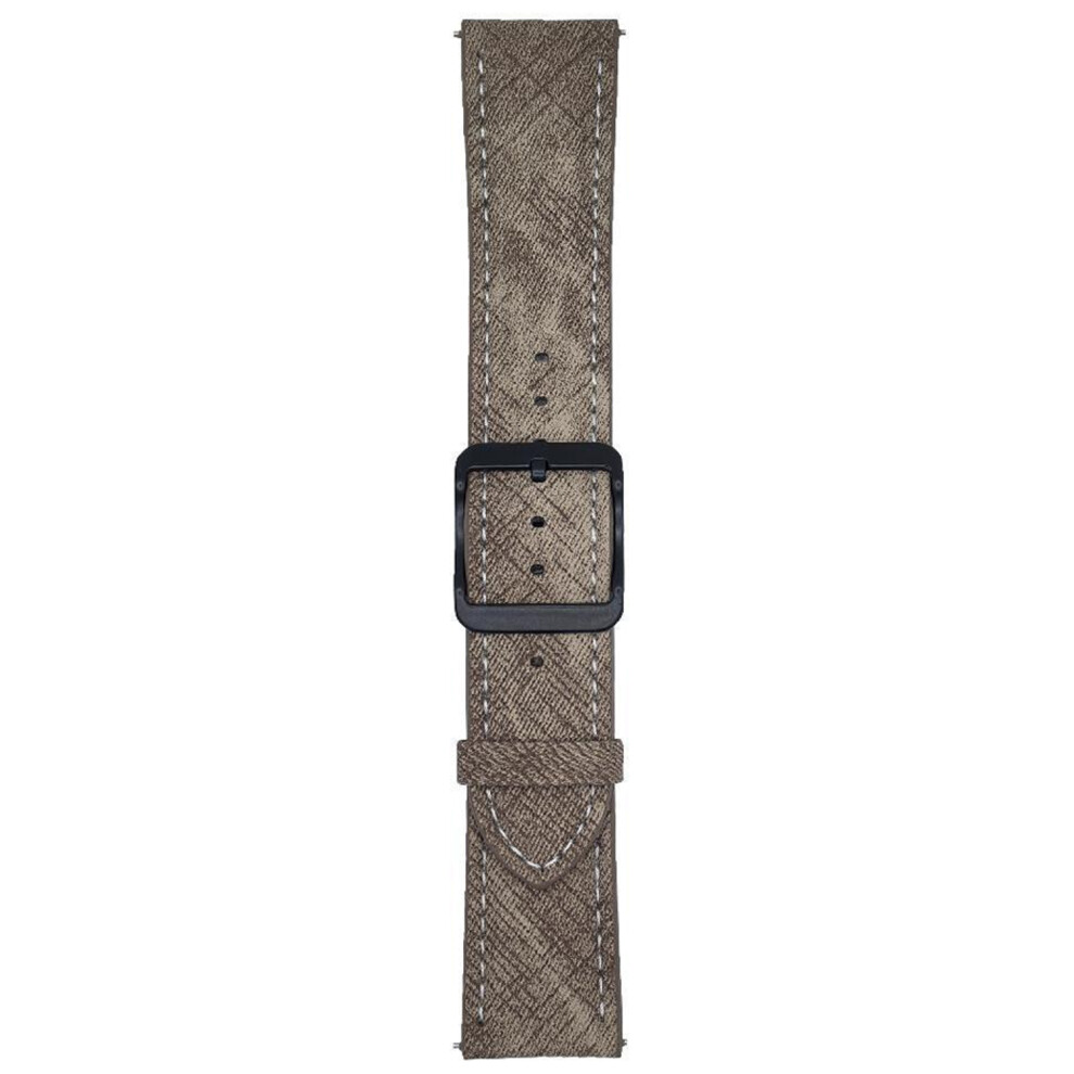 (Cream Coffee) Double Loop Buckle Leather Band For Samsung Galaxy Watch7 / Watch6 Watch Bands Universal 20Mm Strap Cream,Brown 6914280627519