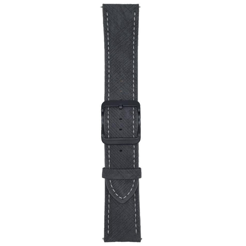 (Black) Double Loop Buckle Leather Band For Samsung Galaxy Watch7 / Watch6 Watch Bands Universal 20Mm Strap Black 6914284328047