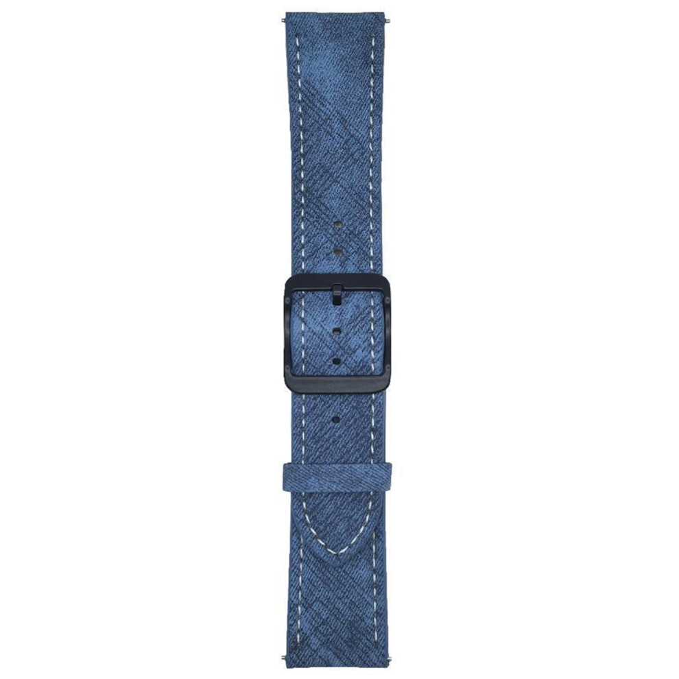 (Bright ) Double Loop Buckle Leather Band For Samsung Galaxy Watch7 / Watch6 Watch Bands Universal 20Mm Strap Blue 6914283368587