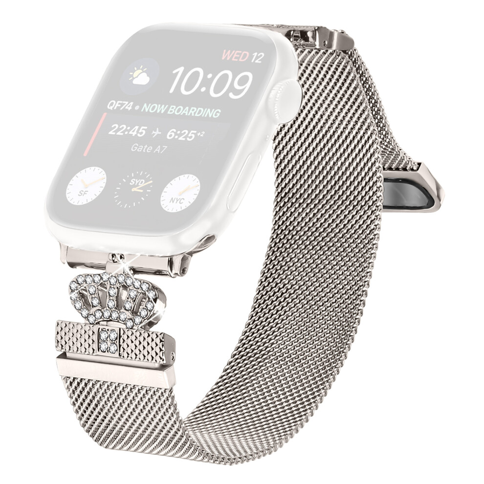 (Starlight) Milanese Mesh Band For Apple Watch Series 11 10 42Mm / 9 8 7 41Mm / Se3 Se2 Se 6 5 4 40Mm / 3 2 1 38Mm Magnetic Crown Clasp Stain 6914282423928