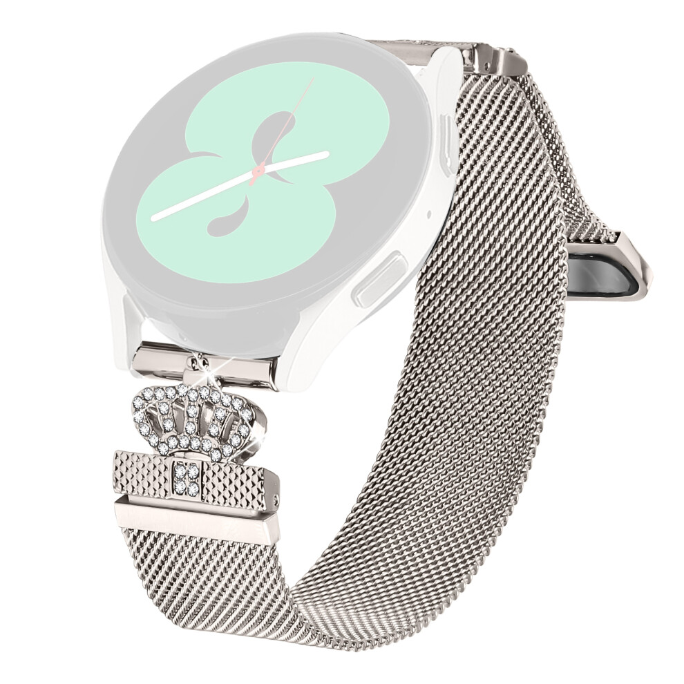 (Starlight) For Samsung Galaxy Watch 42Mm Milanese Mesh Band Magnetic Crown Clasp Stainless Steel Strap 6914288715256