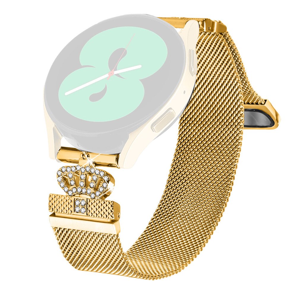 (Gold) For Huawei Watch Gt 3 42Mm Milanese Mesh Band Magnetic Crown Clasp Stainless Steel Strap Gold 6914283223121