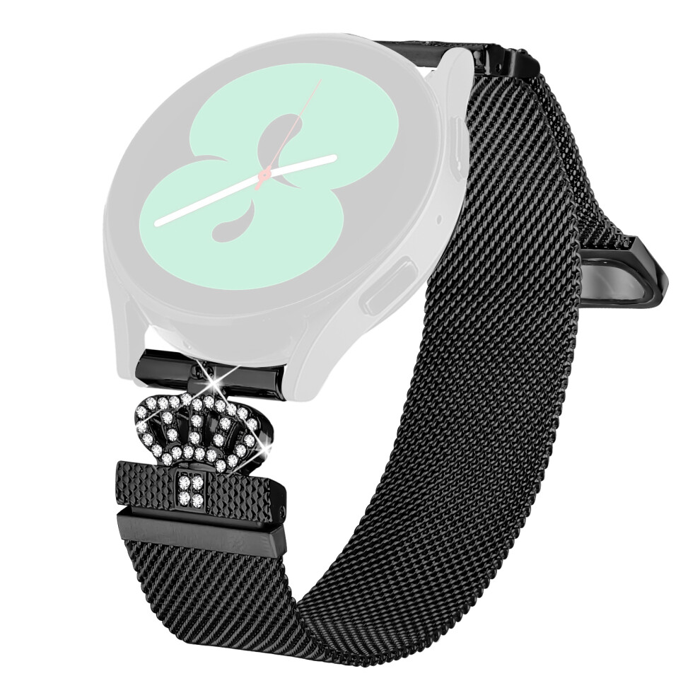 (Black) For Huawei Watch Gt 3 42Mm Milanese Mesh Band Magnetic Crown Clasp Stainless Steel Strap Black 6914286759849