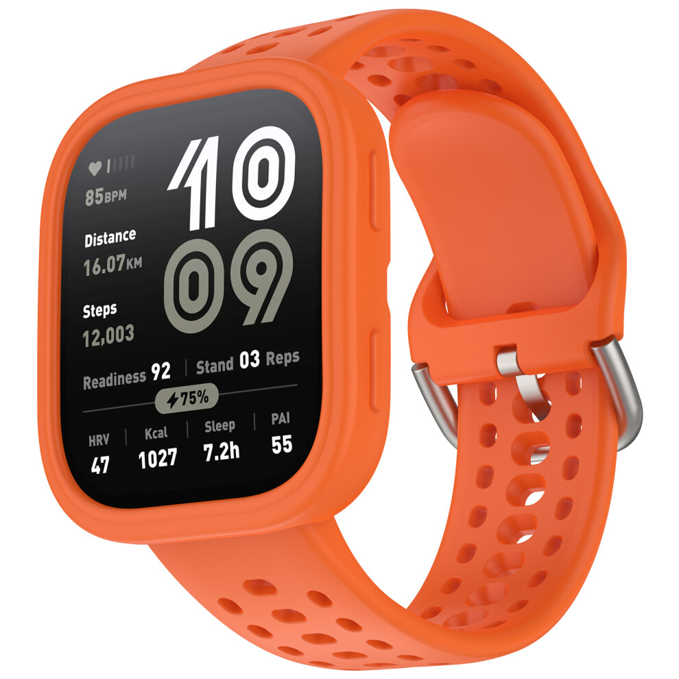 (Orange) For Huami Amazfit Bip 6 A2435 Silicone Breathable Watch Band + Protective Case Orange 6914288863568