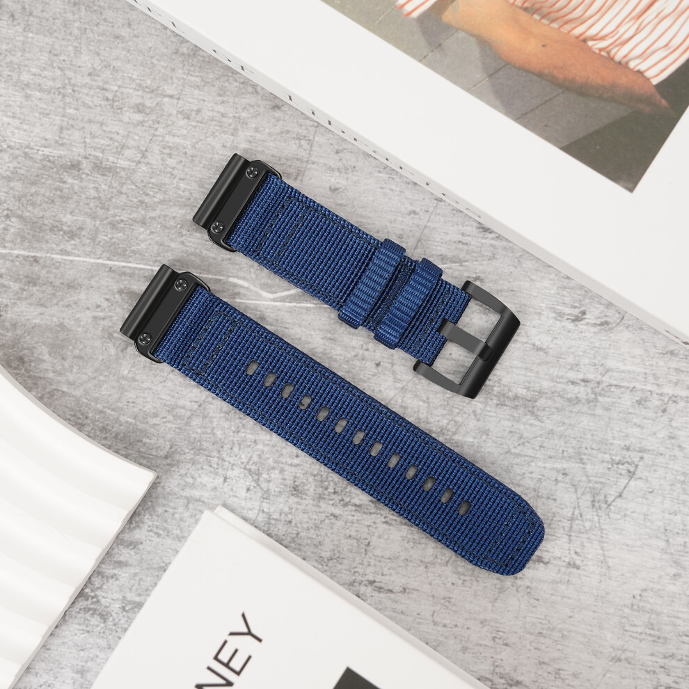 (Sapphire) 26Mm Watch Band For Garmin Tactix 8 Amoled 51Mm / Fenix 8 51Mm / Fenix 7X Adjustable Nylon Strap Blue 6914288077507