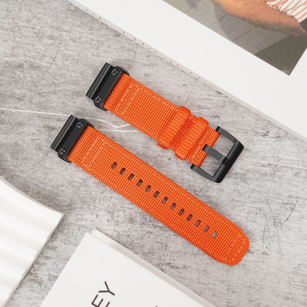 (Orange) 26Mm Watch Band For Garmin Tactix 8 Amoled 51Mm / Fenix 8 51Mm / Fenix 7X Adjustable Nylon Strap Orange 6914281633878