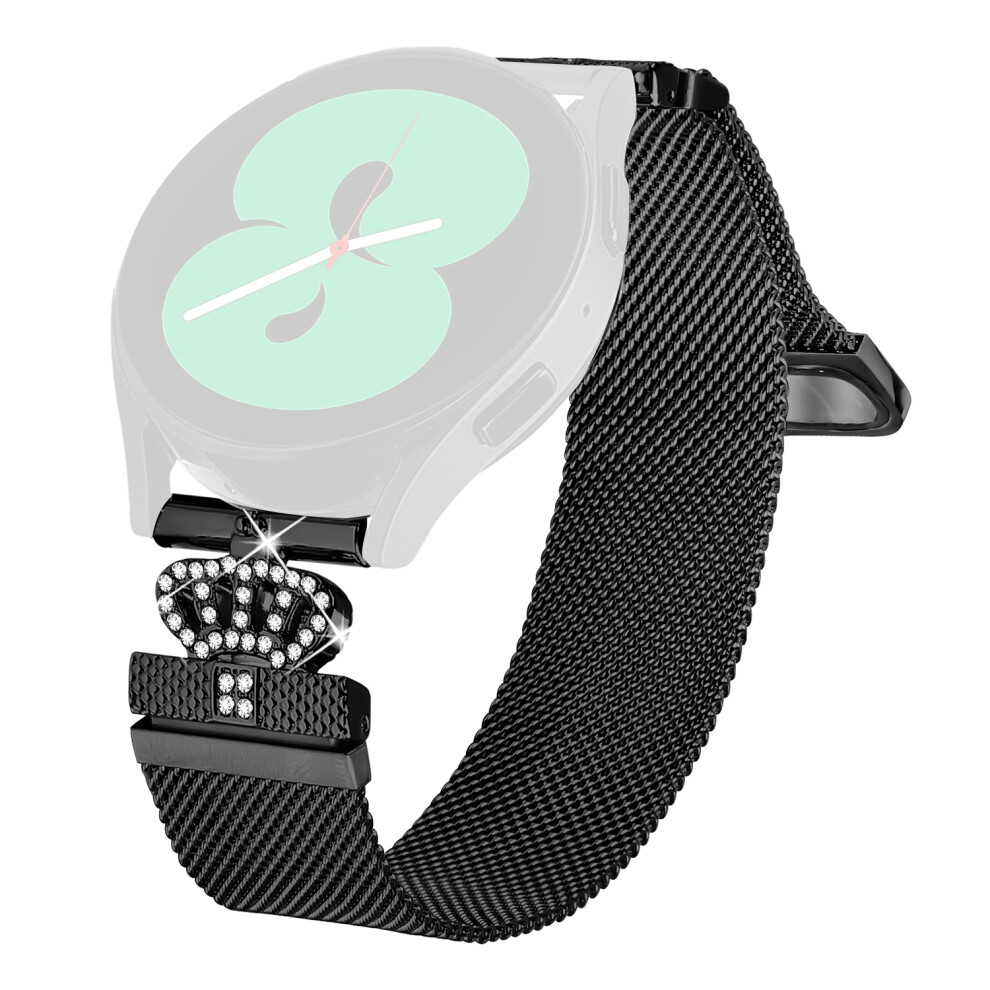 (Black) For Huami Amazfit Gts Milanese Band Magnetic Crown Clasp Stainless Steel Strap Black 6914285754043