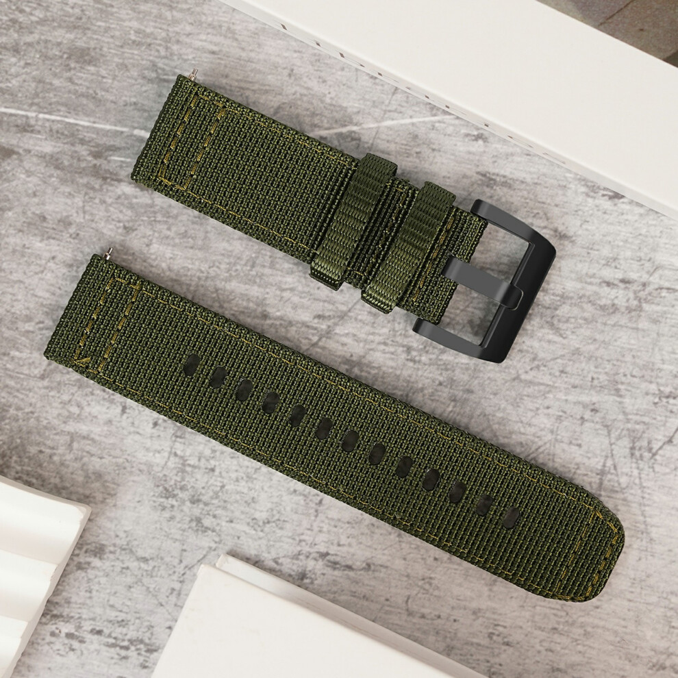 (Army ) 20Mm Replacement Strap For Samsung Galaxy Watch7 44Mm / 40Mm / Fe 40Mm / Watch6 40Mm / 44Mm Nylon Braided Watch Band Green 6914288141253