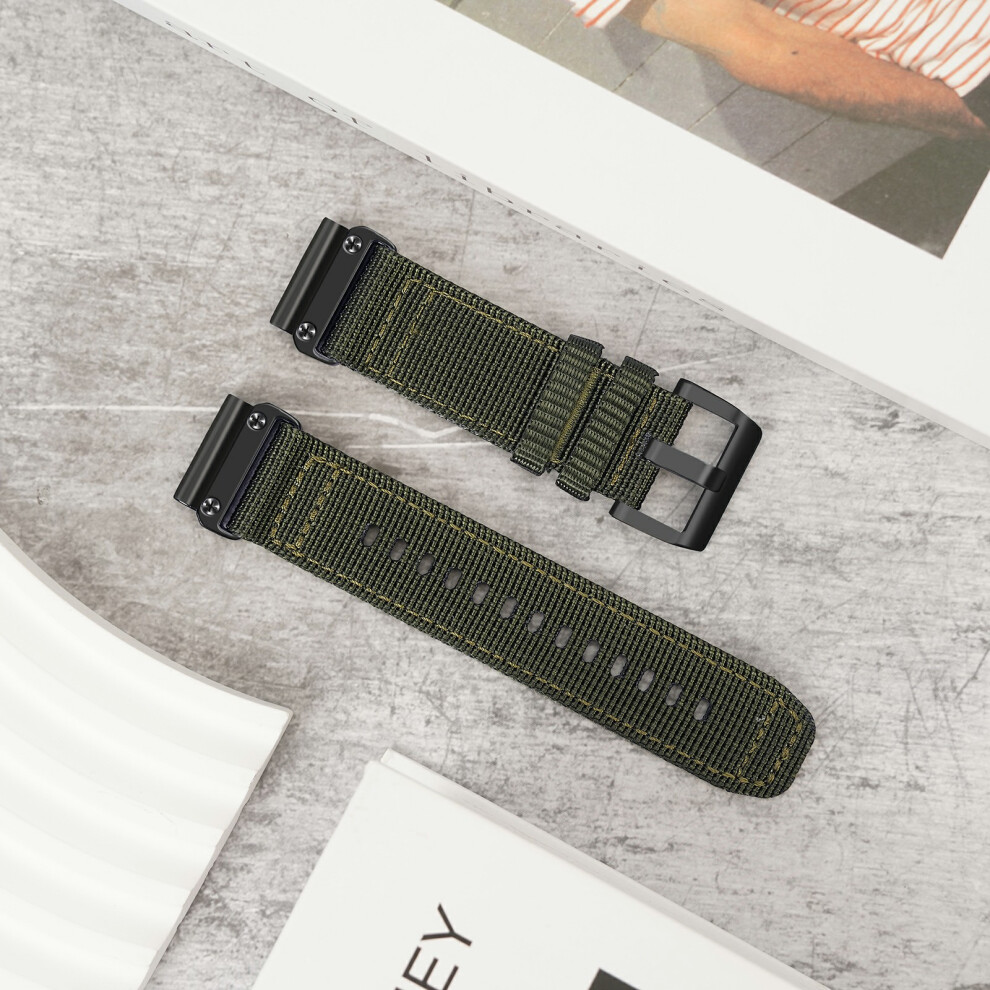 (Army ) 26Mm Quick Release Strap For Garmin Tactix 8 51Mm / Epix Pro 51Mm / Fenix 7X / 7X Pro Nylon Braided Watch Band Green 6914281624364