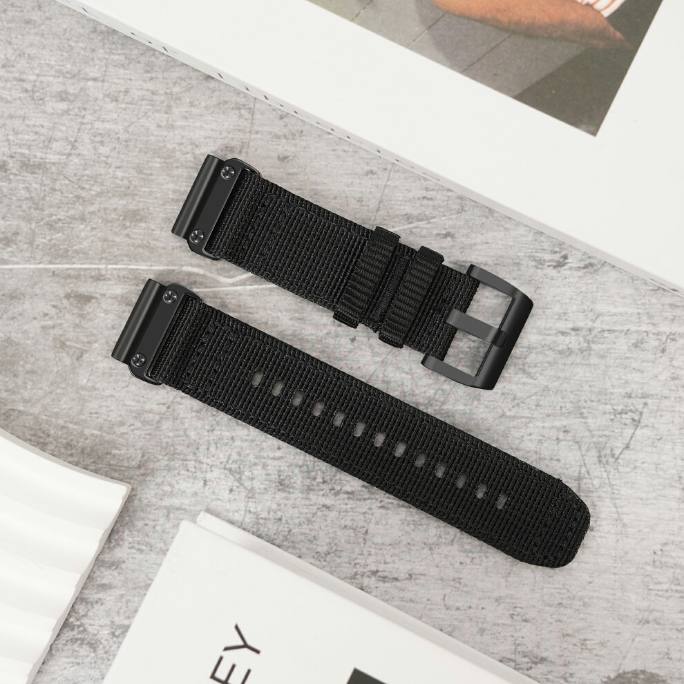 (Black) 26Mm Quick Release Strap For Garmin Tactix 8 51Mm / Epix Pro 51Mm / Fenix 7X / 7X Pro Nylon Braided Watch Band Black 6914282364214