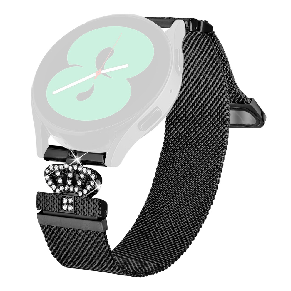 (Black) For Coros Apex 42Mm Milanese Band Magnetic Crown Clasp Stainless Steel Strap Black 6914288318822