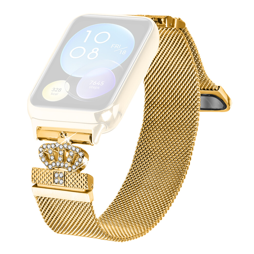 (Gold) For Xiaomi Redmi Watch 4 Milanese Band Magnetic Crown Clasp Stainless Steel Strap Gold 6914282537700