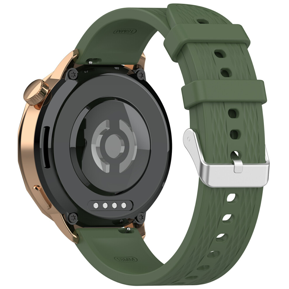 (Dark ) For Oppo Watch X2 Mini Watch Band 18Mm Rhombus Pattern Silicone Strap Green 6914289531763